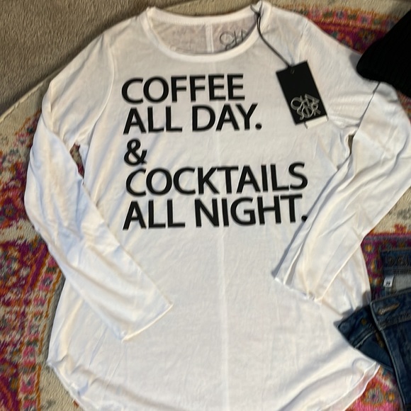 Chaser Coffee& Cocktails Long Sleeve Graphic T-Shirt SZ M NWT - Picture 2 of 5